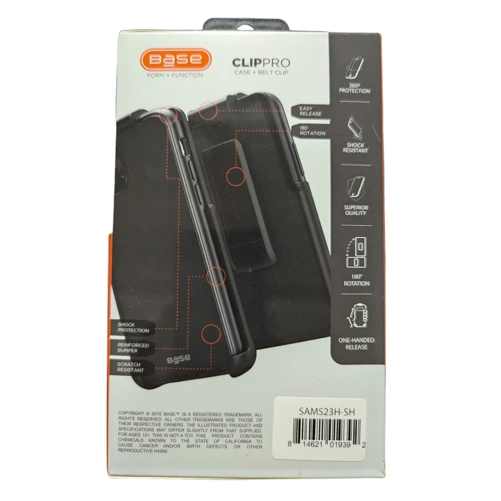 A3. Base ClipPro Case + Belt Clip For Samsung Galaxy S23, In Black